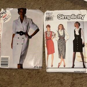 1990s McCall and simplicity sewing patterns 2pc lot